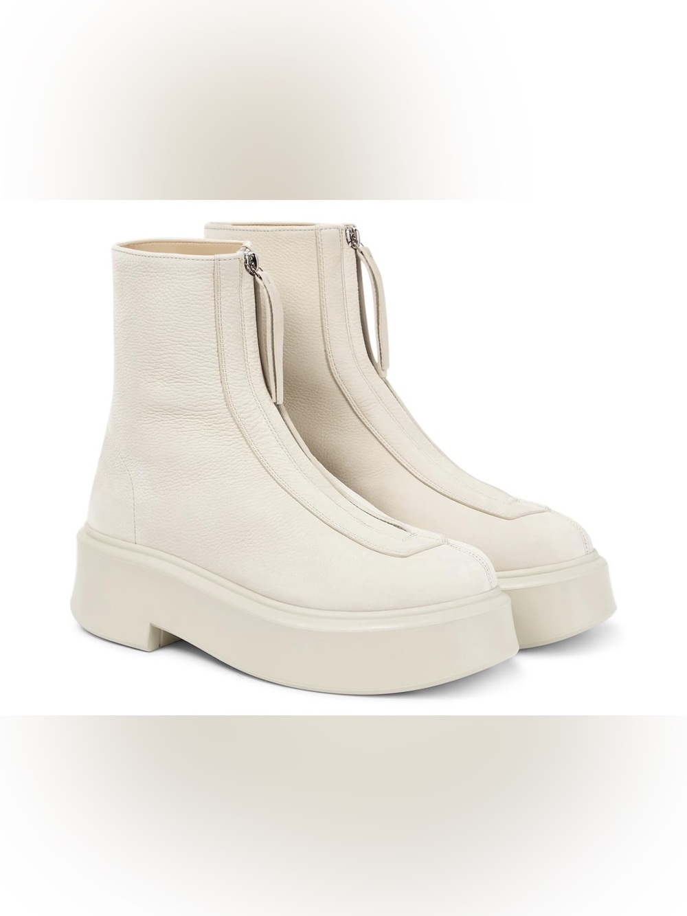 Women’s Cream Zip Front Platform Ankle Boots
